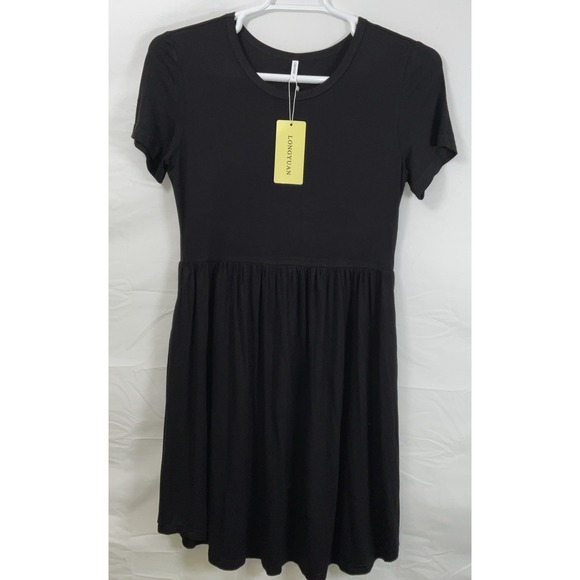 NWT Women's Longyuan Short Sleeve Casual Fit & Flare Dress - Black - Large - Picture 2 of 6